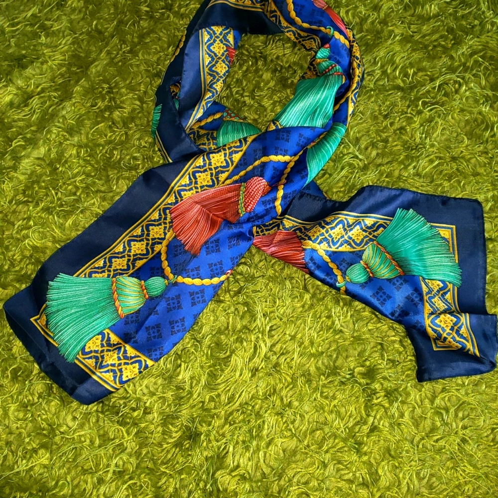 Tassel Printed Silk Scarf